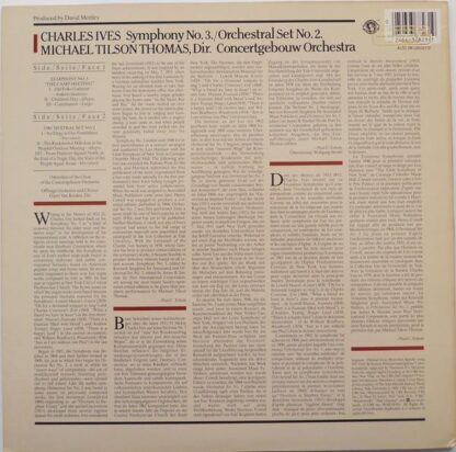 Symphony No. 3 / Orchestral Set No. 2 LP (US 1985):Charles Ives - Image 2