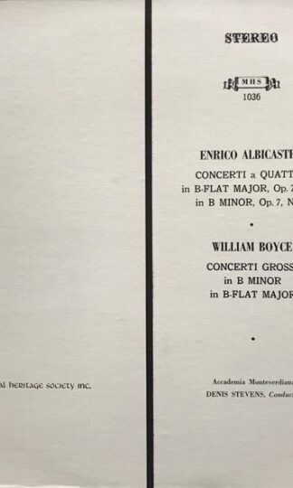Concerti Grossi LP (US):Enrico Albicastro; William Boyce