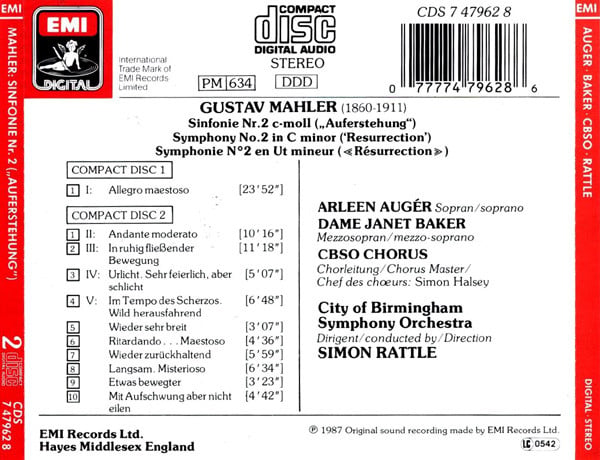 Gustav Mahler, Janet Baker, Arleen Auger, City Of Birmingham Symphony Orchestra, City Of Birmingham Symphony Orchestra Chorus, Sir Simon Rattle-2