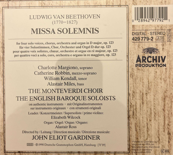 Ludwig van Beethoven - Charlotte Margiono · Catherine Robbin · William Kendall · Alastair Miles · The Monteverdi Choir · The English Baroque Soloists · John Eliot Gardiner-1