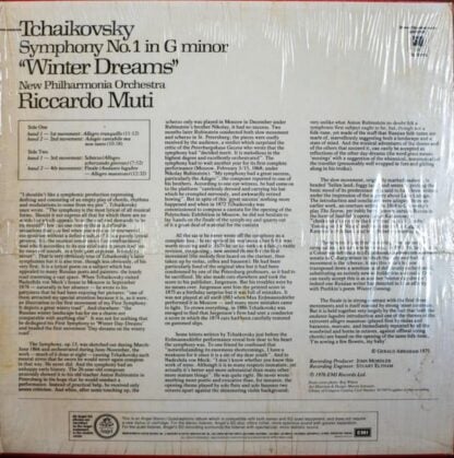 Tchaikovsky Symphony No. 1 In G Minor “Winter Dreams” LP (US 1981):Riccardo Muti - Image 2