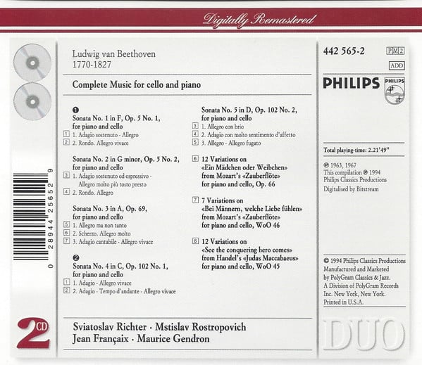 Ludwig van Beethoven / Mstislav Rostropovich, Sviatoslav Richter, Maurice Gendron, Jean Françaix-2