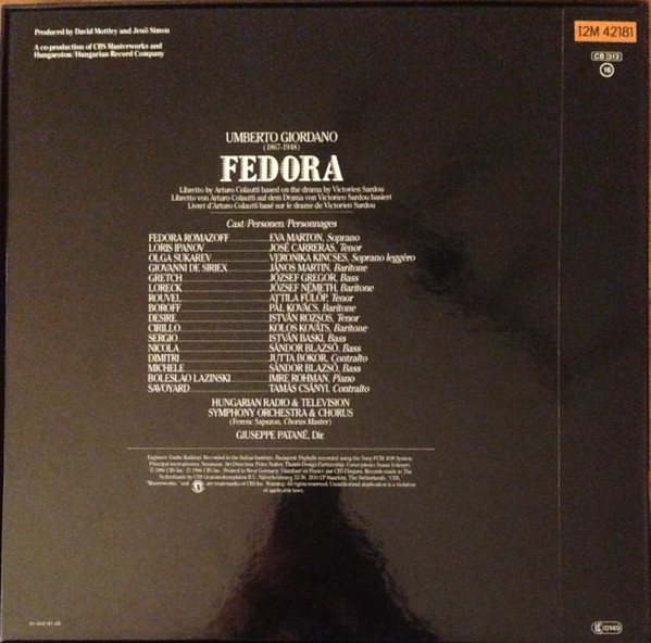 Umberto Giordano, Éva Marton, José Carreras, Magyar Rádió És Televízió Szimfónikus Zenekara, Giuseppe Patanè-1