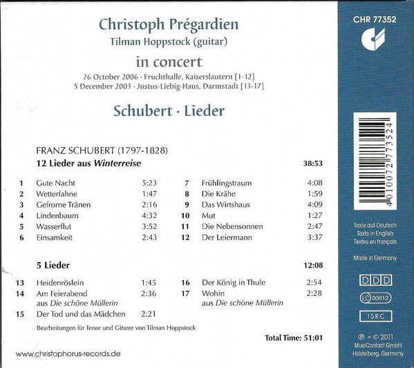Franz Schubert – Christoph Prégardien, Tilman Hoppstock-1