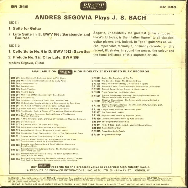 Andrés Segovia / Johann Sebastian Bach-1