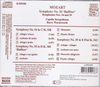 Symphonies No.35 'Haffner' / No.34 / No.39 CD:Wolfgang Amadeus Mozart - Image 2