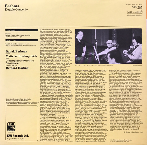 Johannes Brahms — Itzhak Perlman, Mstislav Rostropovich - Bernard Haitink, Concertgebouworkest-1
