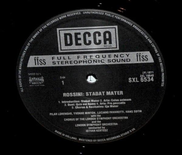 Gioacchino Rossini - Pilar Lorengar, Yvonne Minton, Luciano Pavarotti, Hans Sotin, London Symphony Orchestra And London Symphony Chorus, István Kertész-3