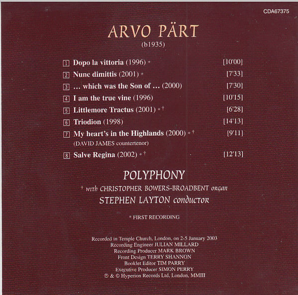 Arvo Pärt - Polyphony, Stephen Layton-1