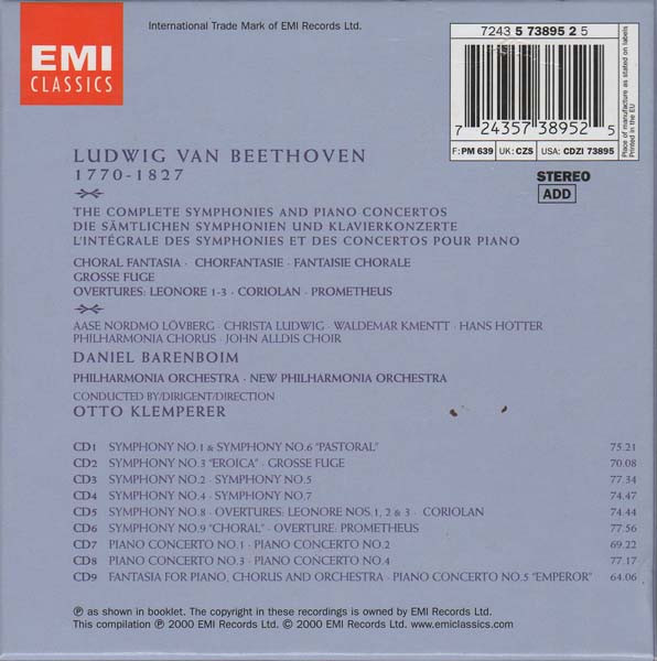 Ludwig van Beethoven - Daniel Barenboim, Otto Klemperer, Philharmonia Orchestra, New Philharmonia Orchestra-1