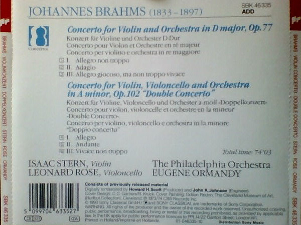Johannes Brahms, Isaac Stern, Leonard Rose, The Philadelphia Orchestra, Eugene Ormandy-3