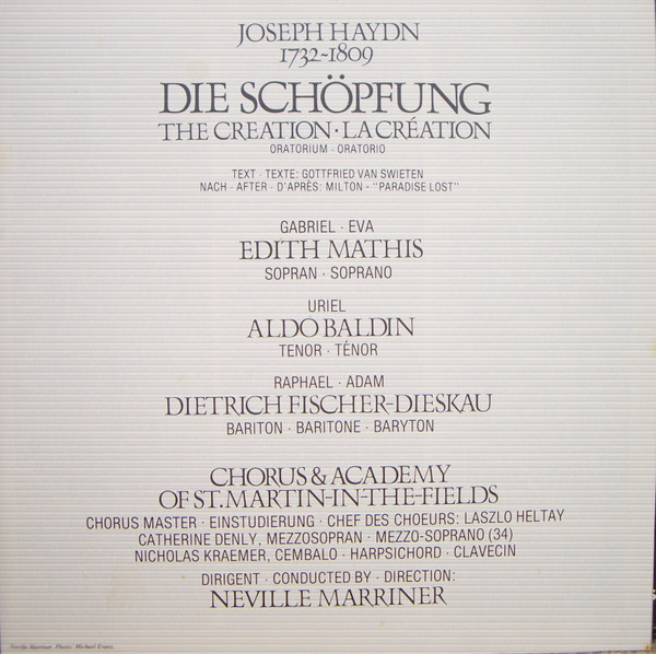Joseph Haydn - Edith Mathis • Dietrich Fischer-Dieskau, Aldo Baldin, Chorus Of St Martin In The Fields & The Academy Of St. Martin-in-the-Fields, Sir Neville Marriner-3