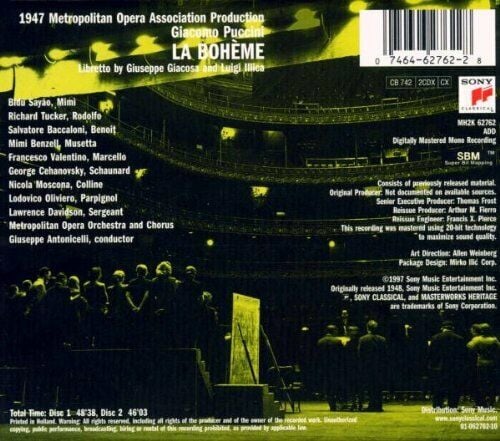 Giacomo Puccini - Bidú Sayão • Richard Tucker (2) • Salvatore Baccaloni • Mimi Benzell • Francesco Valentino • George Cehanovsky • Nicola Moscona • Orchestra Of The Metropolitan Opera Association Of New York And Chorus Of The Metropolitan Opera Associat-1
