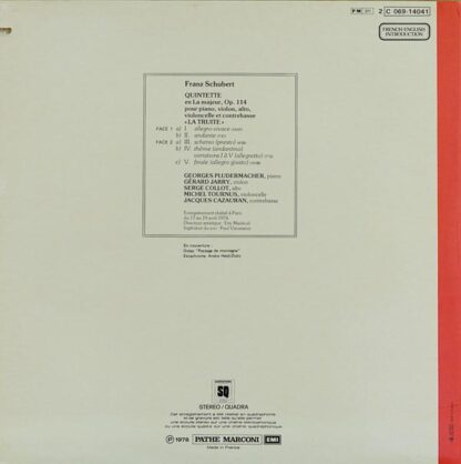 Quintette En La Majeur "La Truite" LP (FRA 1978):Franz Schubert - Image 2