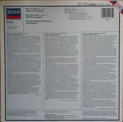 Appalachian Spring / Apollon Musagete LP (EU 1986):Antal Dorati - Image 2