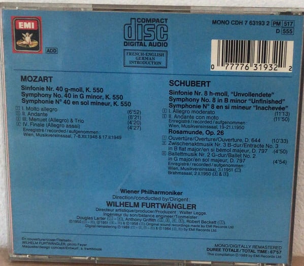 Wolfgang Amadeus Mozart, Franz Schubert, Wilhelm Furtwängler, Wilhelm Furtwängler-1