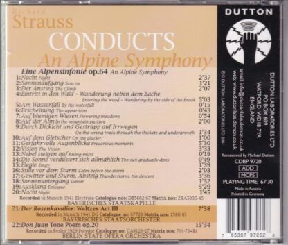 Strauss Conducts An Alpine Symphony CD:Richard Strauss - Image 2