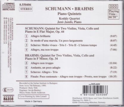 Schumann & Brahms Piano Quintets CD:Jenö Jandó - Image 2