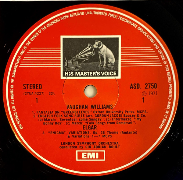 Sir Edward Elgar / Ralph Vaughan Williams, Sir Adrian Boult, London Symphony Orchestra-2