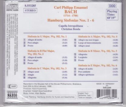 Hamburg Sinfonias Nos. 1-6 CD:Carl Philipp Emanuel Bach - Image 2