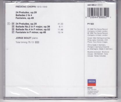 Chopin - 24 Preludes / Ballades / Fantasie CD:Jorge Bolet - Image 2