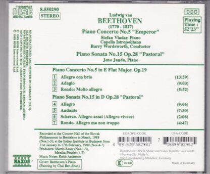 Piano Concerto No.5 'Emperor' / Piano Sonata No.15 'Pastoral' CD:Ludwig van Beethoven - Image 2