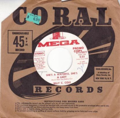 She's A Waitress, She's A Lady 7" PROMO:Billy C. Cole - Image 2