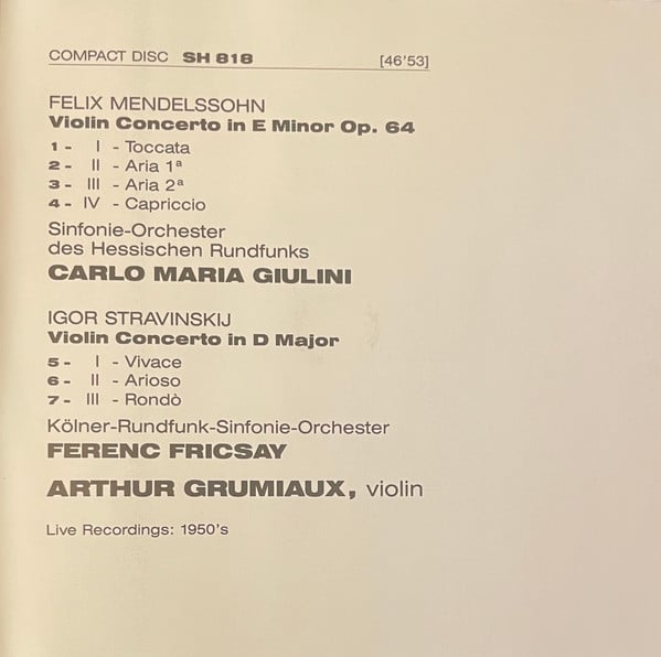 Arthur Grumiaux - Felix Mendelssohn-Bartholdy / Igor Stravinsky-4