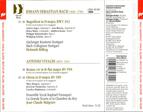 Johann Sebastian Bach / Antonio Vivaldi, Gächinger Kantorei Stuttgart · Bachcollegium Stuttgart, La Grande Ecurie Et La Chambre Du Roy, Helmuth Rilling · Jean-Claude Malgoire-1