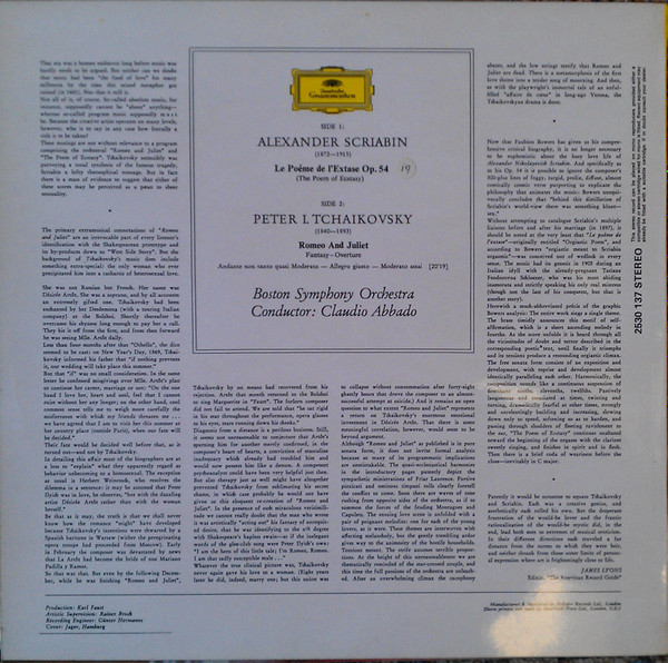 Alexander Scriabin / Pyotr Ilyich Tchaikovsky - Boston Symphony Orchestra, Claudio Abbado-1