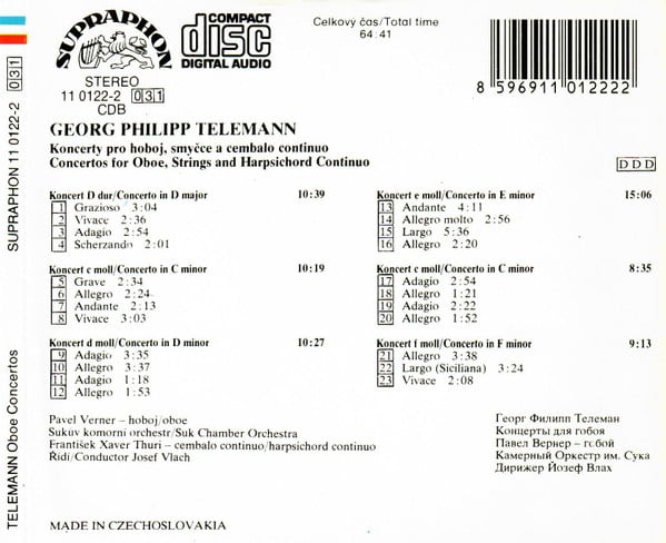 Georg Philipp Telemann, Pavel Verner, Suk Chamber Orchestra, Josef Vlach-1