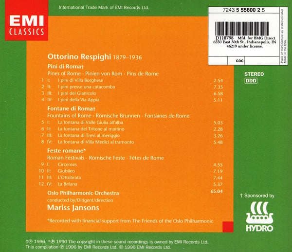 Ottorino Respighi, Oslo Filharmoniske Orkester, Mariss Jansons-1