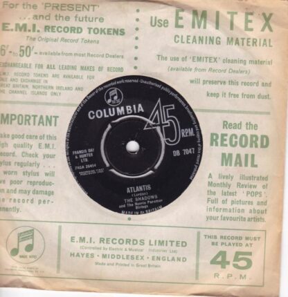 Atlantis/ I Want You To Want Me 7" : The Shadows