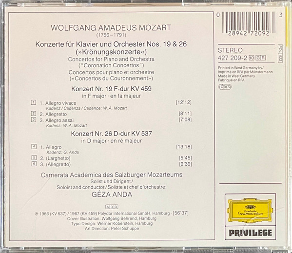 Wolfgang Amadeus Mozart, Géza Anda-3