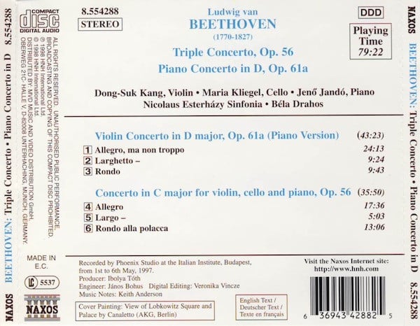 Ludwig Van Beethoven, Dong-Suk Kang • Maria Kliegel • Jenö Jandó • Nicolaus Esterházy Sinfonia, Bela Drahos-1