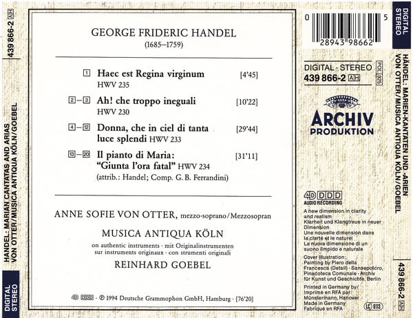 Georg Friedrich Händel - Anne Sofie Von Otter · Musica Antiqua Köln · Reinhard Goebel-1