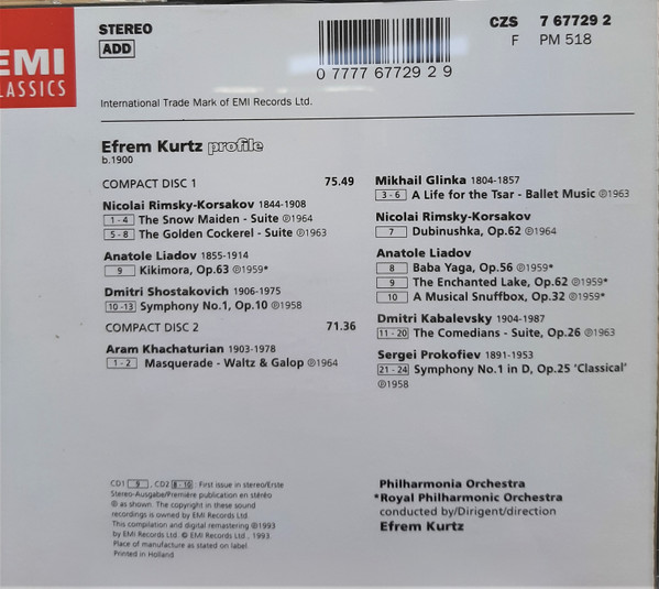 Efrem Kurtz, Sergei Prokofiev, Dmitri Shostakovich, Mikhail Ivanovich Glinka, Dmitry Kabalevsky, Aram Khachaturian, Anatoly Liadov, Nikolai Rimsky-Korsakov-2