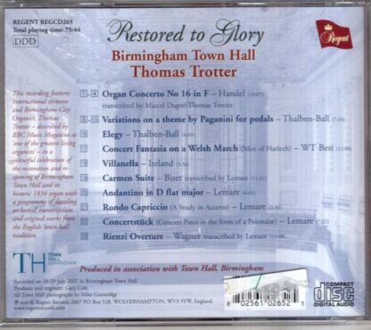 Restored To Glory (Birmingham Town Hall):Thomas Trotter - Image 2