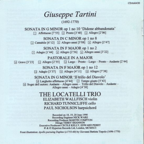 Giuseppe Tartini, Elizabeth Wallfisch, Richard Tunnicliffe, Paul Nicholson-1
