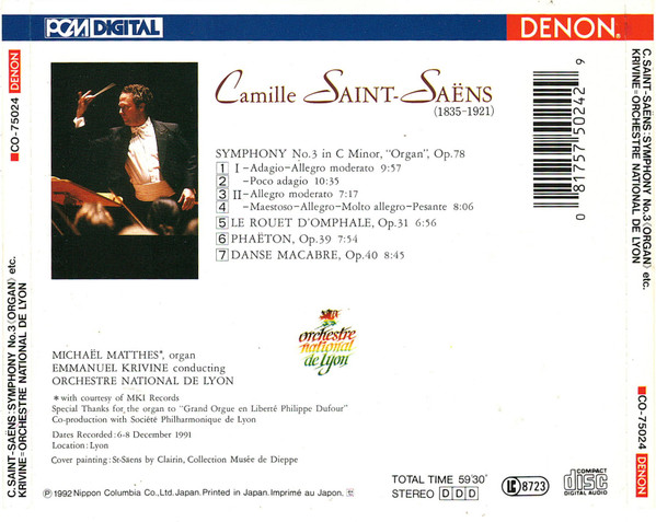 Camille Saint-Saëns / Michael Matthes, Orchestre National De Lyon · Emmanuel Krivine-1