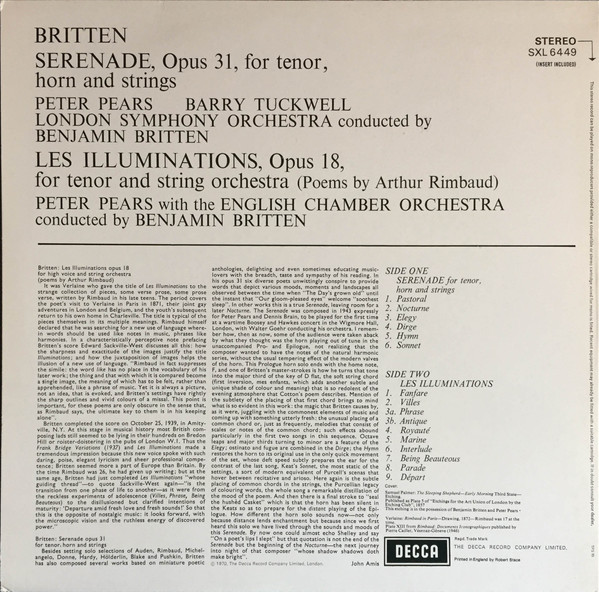 Benjamin Britten / Peter Pears, Barry Tuckwell, London Symphony Orchestra, English Chamber Orchestra, Benjamin Britten-1