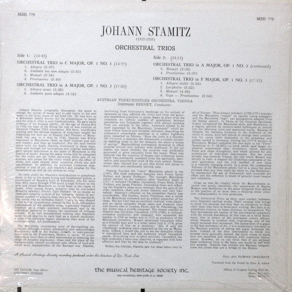 Jan Václav Antonín Stamic, Tonkünstler Orchestra, Dietfried Bernet-1