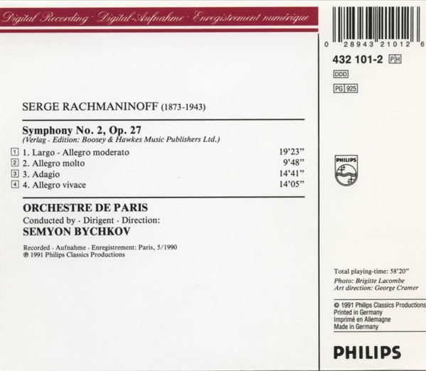 Sergei Rachmaninoff - Orchestre De Paris, Semyon Bychkov-1