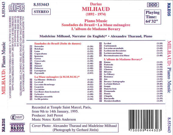 Darius Milhaud - Madeleine Milhaud, Alexandre Tharaud-1