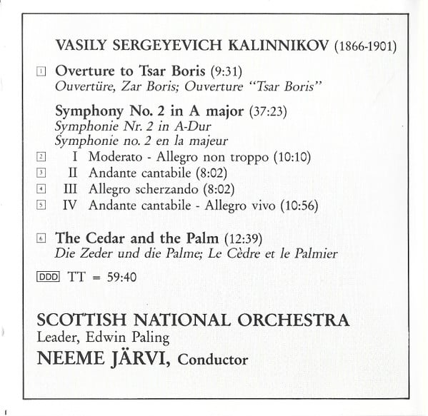 Vasily Sergeyevich Kalinnikov, Royal Scottish National Orchestra, Neeme Järvi-4