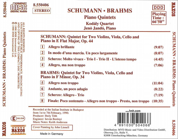 Robert Schumann, Johannes Brahms, Jenö Jandó, Kodály Quartet-1