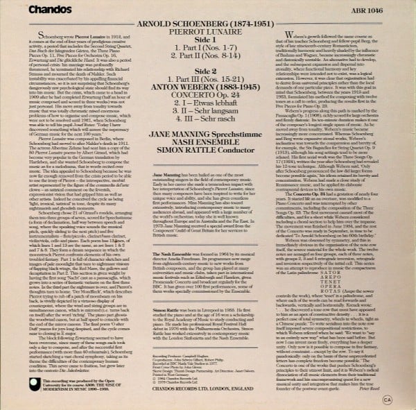 Arnold Schoenberg, Anton Webern / Jane Manning - The Nash Ensemble - Conducted By Sir Simon Rattle-1