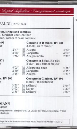 6 Bassoon Concertos (RV 471, 481, 493, 496, 500 & 504):Klaus Thunemann