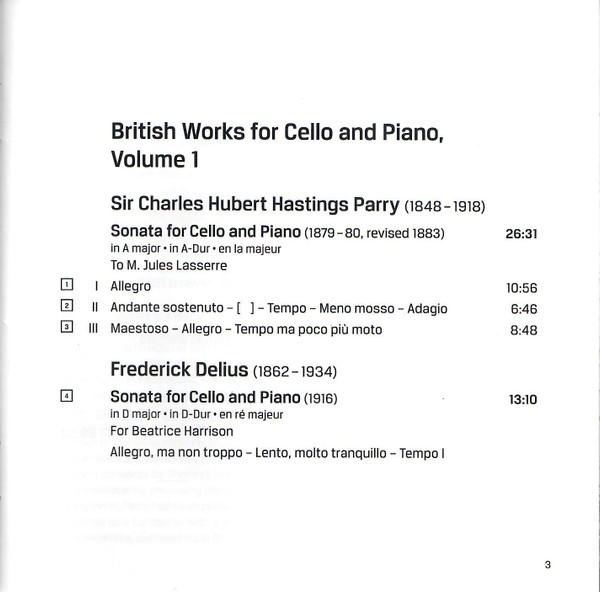 Paul Watkins (3), Huw Watkins, Charles Hubert Hastings Parry, Frederick Delius, Granville Bantock, John Foulds-2