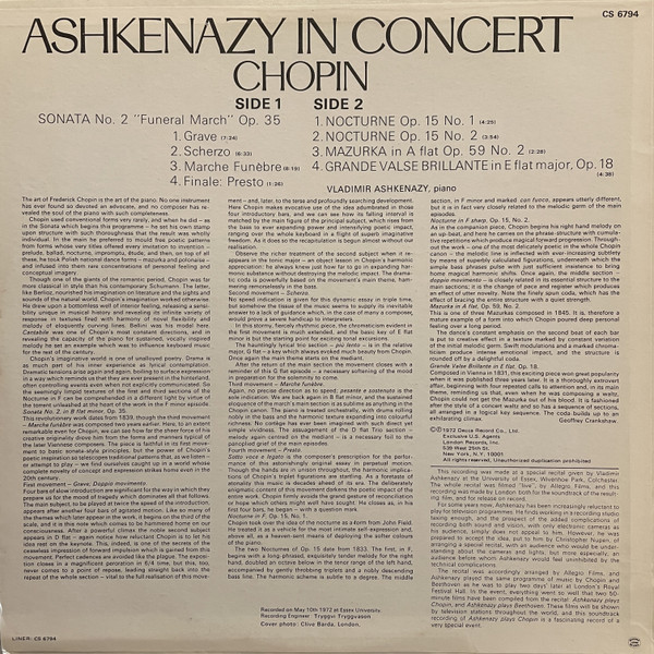 Vladimir Ashkenazy, Frédéric Chopin-1